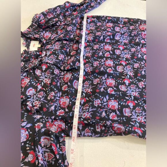 Xirena Lanie Purple Cottage Core Floral Ruffle Silk Blend Long Sleeve Blouse XS - Picture 10 of 11